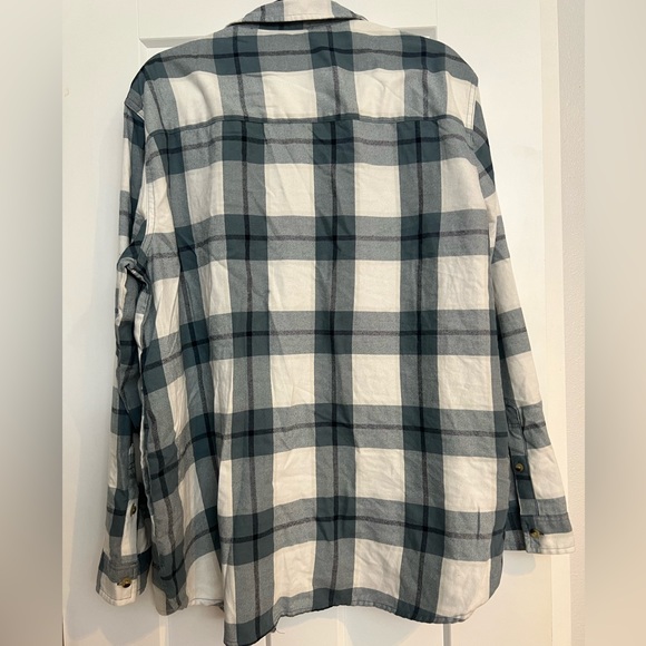 White, Teal and Grey Soft Flannel Button Up - Picture 2 of 2